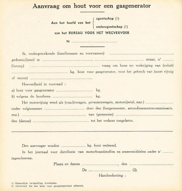 (m29) Aanvraag om hout voor een gasgenerator 40-45, Verzenden
