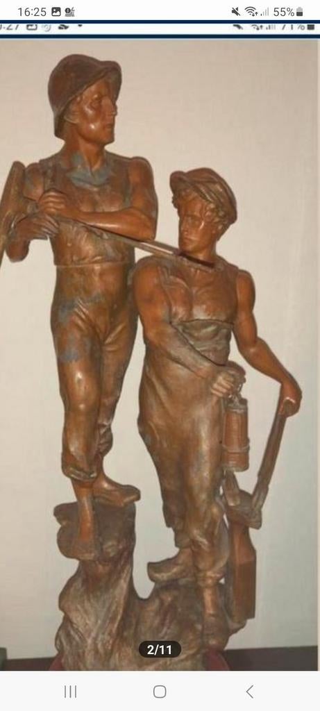 Sculpture ancienne en cuivre ouvrier minier, Enlèvement, Cuivre