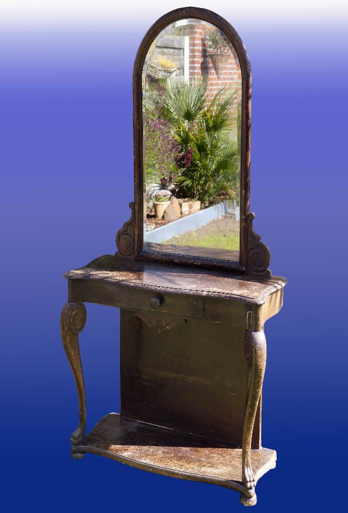 toilettafel met spiegel, Huis en Inrichting, Tafels | Kaptafels, Gebruikt, 150 tot 200 cm, 50 tot 100 cm, Hout, Ophalen