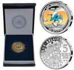 Zilveren 5 euro België 2008 Smurfen gekleurd, Postzegels en Munten, Ophalen of Verzenden, België, 10 euro