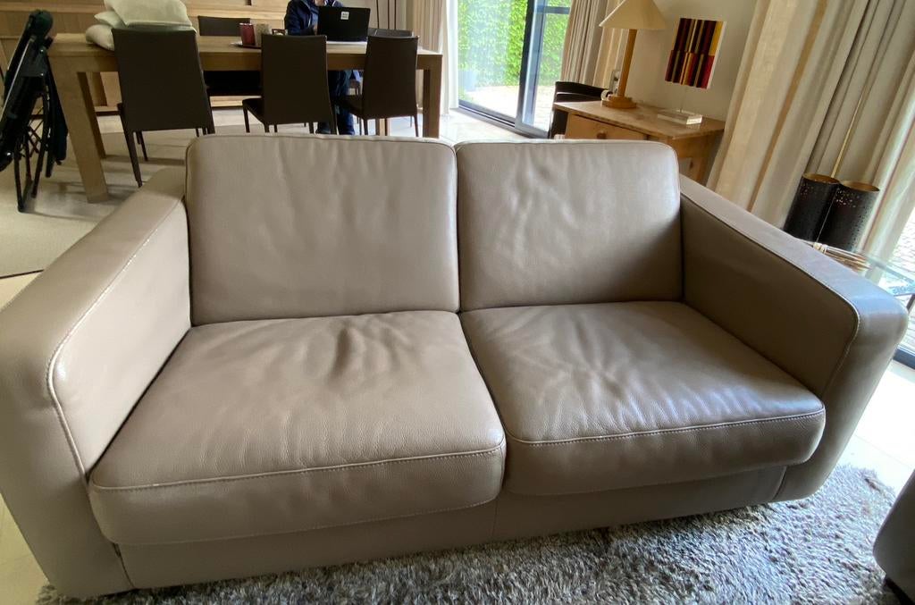 Lederen tweezit, Huis en Inrichting, Zetels | Zetels, Ophalen, Gebruikt