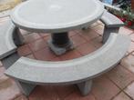 Table et bancs de jardin en pierre naturelle, Enlèvement, Comme neuf, Rond, Autres matériaux