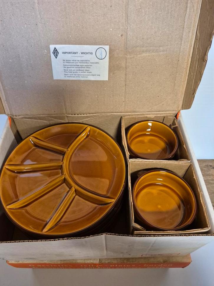 Vintage Gien France Fondueborden / Gourmetborden - Jaren '70, Antiek en Kunst, Antiek | Servies los, Ophalen