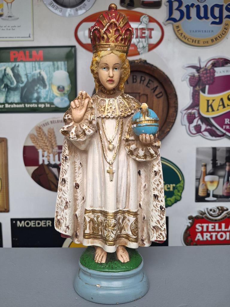 Gipsen Beeld - Kind Jezus Van Praag, Antiek en Kunst, Antiek | Religieuze voorwerpen, Ophalen of Verzenden