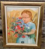 Pastel jeune fille aux fleurs signe Léon devos, Antiquités & Art, Enlèvement