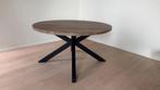 Ronde Eettafel - houten blad - metalen poten, Huis en Inrichting, Tafels | Eettafels, Ophalen, Rond, Zo goed als nieuw, 100 tot 150 cm