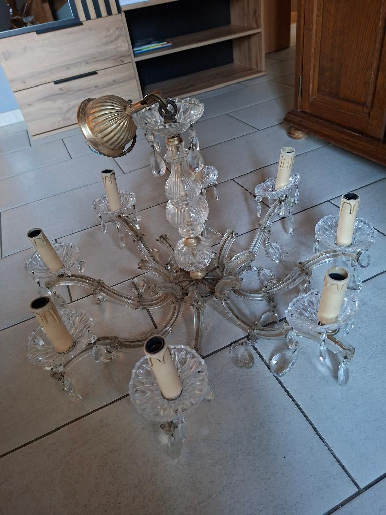 Lustre, Huis en Inrichting, Lampen | Kroonluchters, Ophalen, Gebruikt, Glas