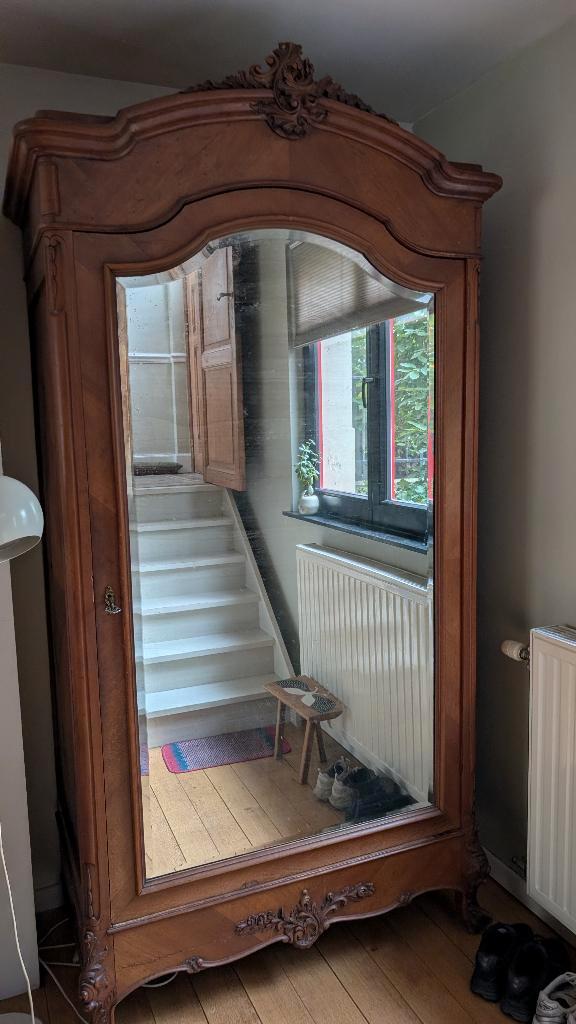 antieke spiegelkast, Huis en Inrichting, Kasten | Kleerkasten, Gebruikt, 100 tot 150 cm, 100 tot 150 cm, 50 tot 75 cm, Met hangruimte
