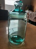 Bocal de rangement en verre vintage vert avec couvercle (2 p, Maison & Meubles, Enlèvement ou Envoi