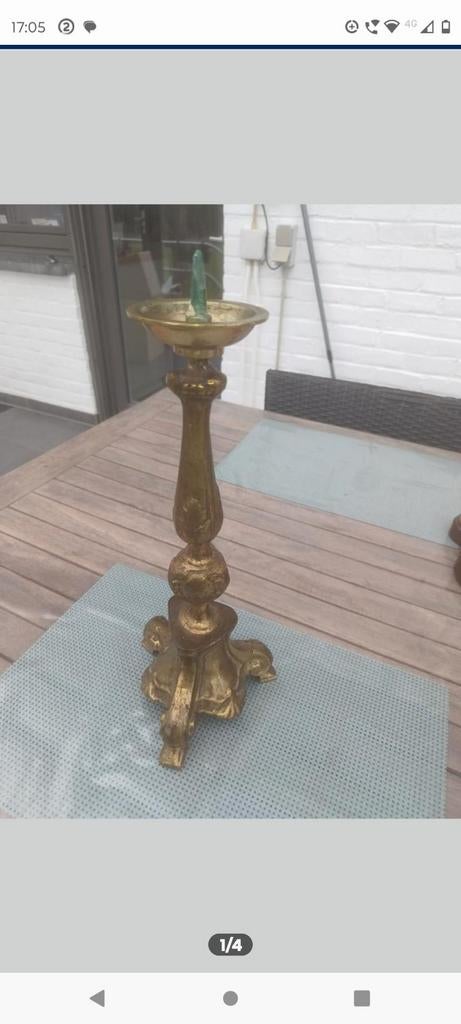 Magnifique chandelier d'autel en bronze/40 cm/3 kilos, Antiquités & Art, Enlèvement