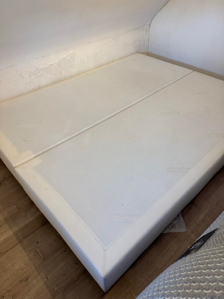 Boxspring 1,60 cm, Ophalen, Gebruikt, Tweepersoons, Matras