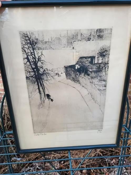 Ets Jules De Bruycker (1870-1945): 'Quai' 1928 gent, Antiek en Kunst, Kunst | Etsen en Gravures, Ophalen