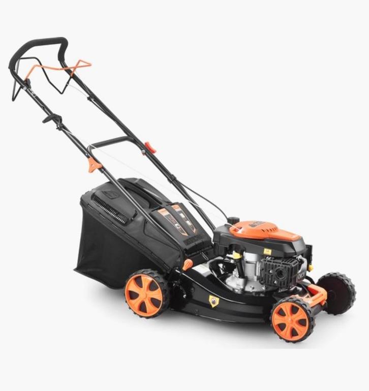 Grasmaaier benzine, Tuin en Terras, Grasmaaiers, Zo goed als nieuw, Benzine-grasmaaier, 40 t/m 49 cm, Cirkelmaaier, Opvangzak