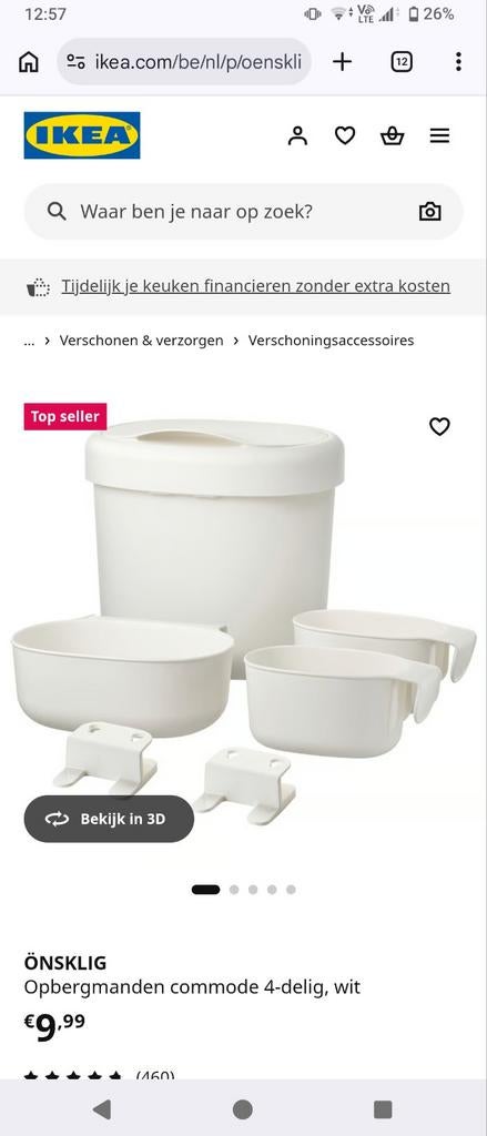 Opbergmandjes luiertafel önsklig wit, Kinderen en Baby's, Ophalen, Zo goed als nieuw