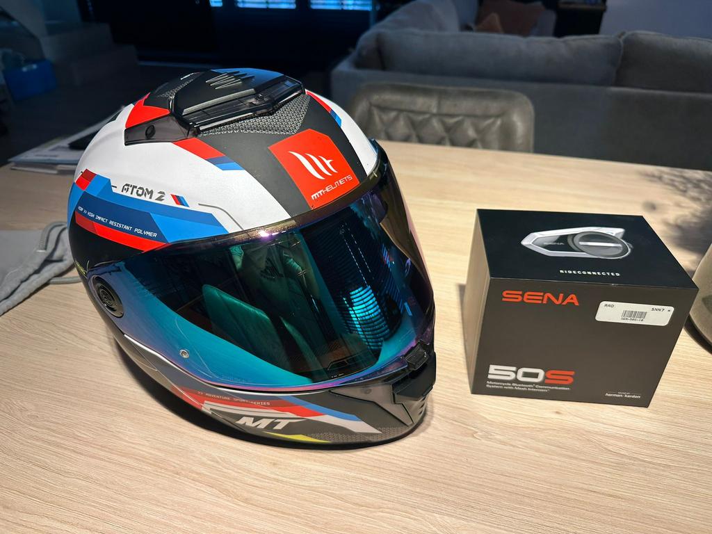 Motohelm MT Atom 2 + Sena 50s Harman Kardon luidpsreker, Heren, XL, Tweedehands, Ophalen