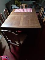 Tafel en 6 stoelen in Franse eik, 1m X 1,5m, uitschuifbaar, Ophalen, Gebruikt, 6 tot 8 stoelen