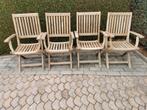 4 teak tuinstoelen, opklapbaar, Tuin en Terras, Ophalen, Gebruikt