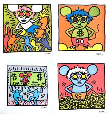 Unieke set (4 Litho+certificaten) Keith Haring “Andy Mouse” beschikbaar voor biedingen