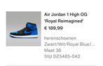 Nike air jordan high, royal blue, maat 36