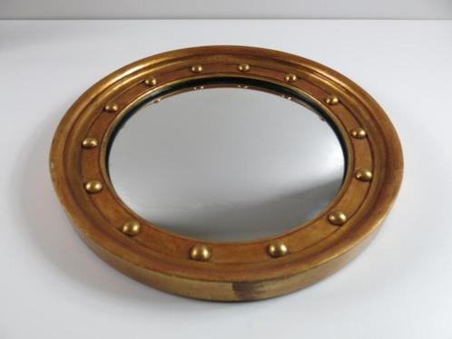 Ronde houten bolle butler spiegel in vergulde goudkleurige l, Antiquités & Art, Antiquités | Miroirs, Enlèvement ou Envoi
