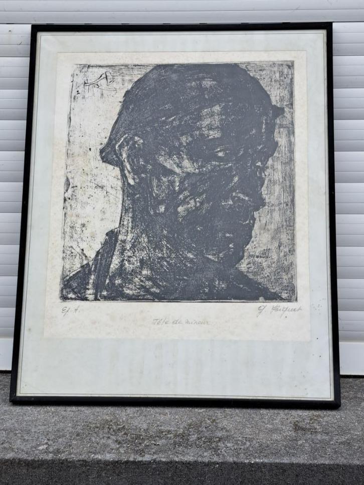 eau forte epreuve d artiste mineur signe georges higuet, Antiek en Kunst, Kunst | Schilderijen | Klassiek, Ophalen of Verzenden