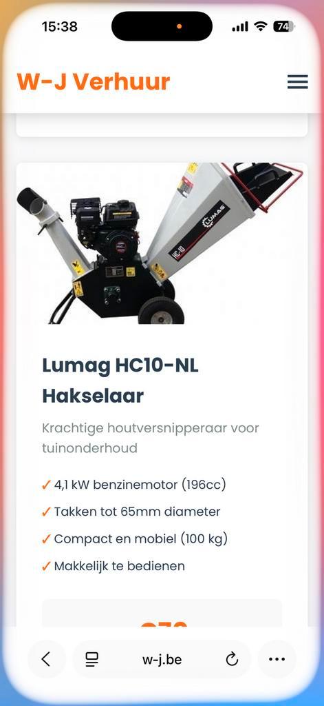 Te huur hakselaar houtversnipperaar bezine max 65mm, Tuin en Terras, Hakselaars, Gebruikt, Benzine, Ophalen