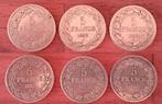 6 x 5 frank 1833 Leopold I - Zeer fraai/+, Ophalen of Verzenden, Zilver, Setje, Zilver