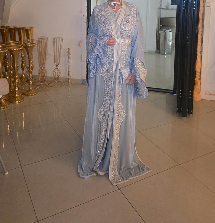 Handgemaakte marokkaanse jurk te koop, Kleding | Dames, Gelegenheidskleding, Zo goed als nieuw, Overige typen, Grijs, Ophalen