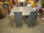 tafel en stoelen, Huis en Inrichting, Stoelen, Ophalen, Gebruikt, Metaal, Vijf, Zes of meer stoelen