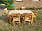 Massief houten tafel met 6 (of 10 stoelen), Huis en Inrichting, Tafels | Eettafels, Ophalen, Eikenhout, 50 tot 100 cm, Zo goed als nieuw