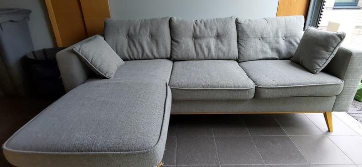 Grijze hoekzetel (driezit chaise longue, Huis en Inrichting, Zetels | Zetels en Chaises Longues, Gebruikt, Driepersoons, 200 tot 250 cm