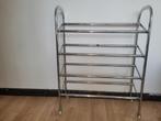 Chromen schoenenrek op wielen 60x25x80 LxBxH, Ophalen, Zo goed als nieuw