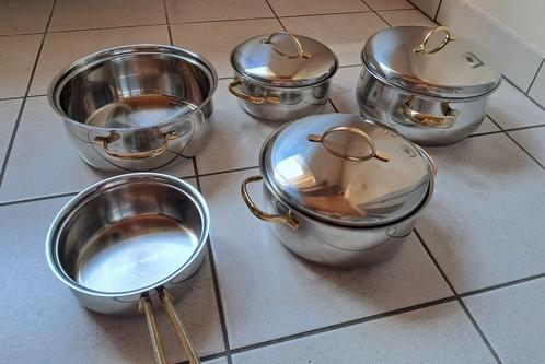 Mooie set kookpotten in zeer goede staat, Huis en Inrichting, Keuken | Potten en Pannen, Zo goed als nieuw, Pannenset, Inox, Ophalen of Verzenden