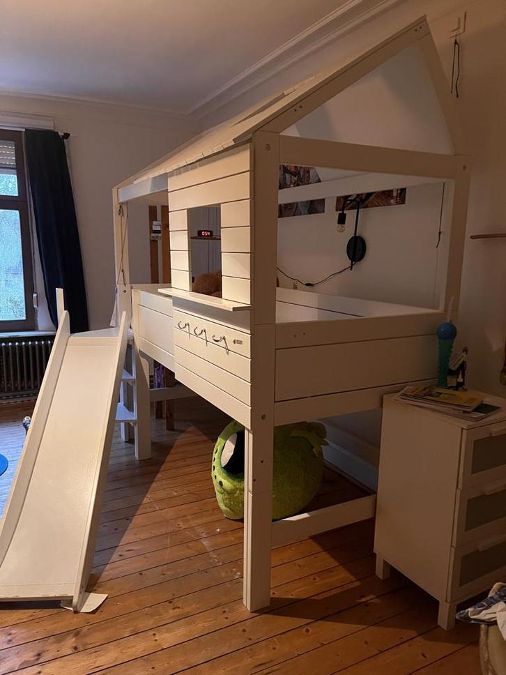 kinderbed wit hoogslaper, Kinderen en Baby's, Kinderkamer | Stapelbedden en Hoogslapers, Zo goed als nieuw, Hoogslaper, Ophalen