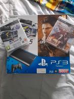 Ps3 slim 500gb+draadloze controllers+2games. Ook ps3&ps4 gam, Comme neuf, Enlèvement