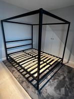 Hemelbed met lattenbodem, Huis en Inrichting, Ophalen, Zwart, Tweepersoons, Zo goed als nieuw