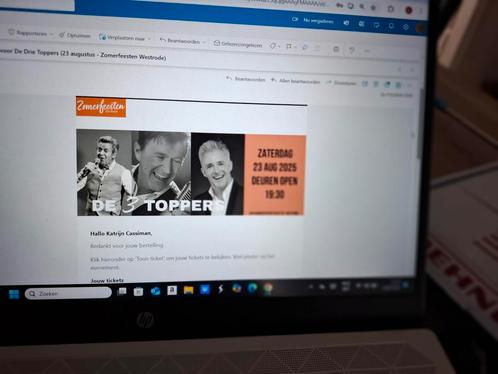 1 echt ticket voor de 3 toppers Te Koop!!!, Tickets en Kaartjes, Concerten | Nederlandstalig, Eén persoon, Augustus, Overige typen