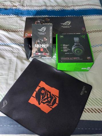 Ensemble clavier rgb + souris rgb + casque razer + tapis