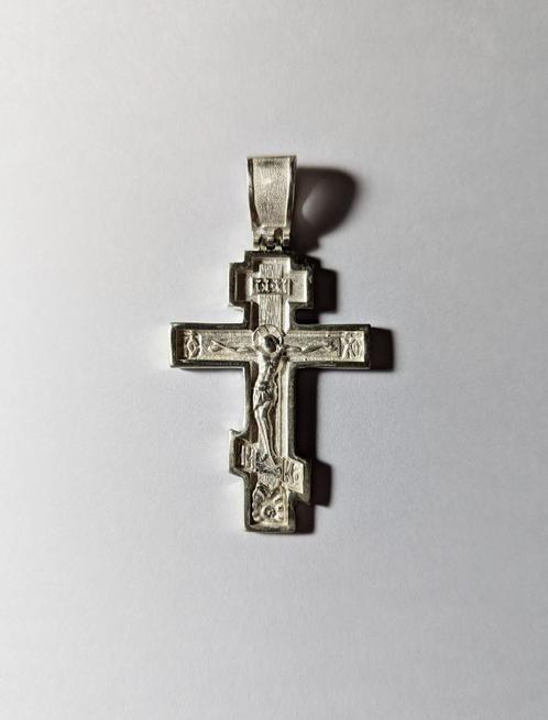 Groot, prachtig dubbelzijdig zilveren kruis, Handtassen en Accessoires, Kettinghangers, Zilver, Zilver, Kruis of Symbool, Verzenden