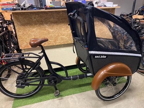 SOCIBIKE COMPACT BAKFIETS 2022 VOOR KINDEREN OF HONDEN 730WH, Fietsen en Brommers, Fietsen | Bakfietsen, Zo goed als nieuw, Huif