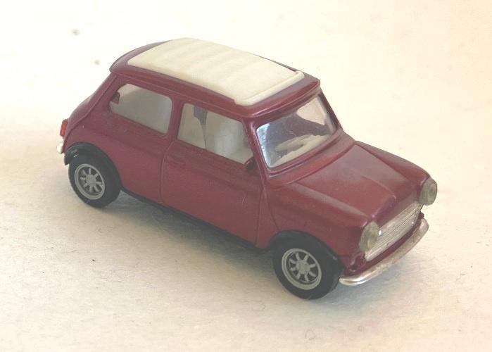 Mini Cooper donkerrood met wit softtop Herpa., Hobby en Vrije tijd, Modelauto's | 1:87, Gebruikt, Auto, Herpa, Ophalen of Verzenden