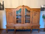 Massief eiken vitrinekast in Franse landelijke stijl, Zo goed als nieuw, 200 cm of meer, Eikenhout, Met deur(en)