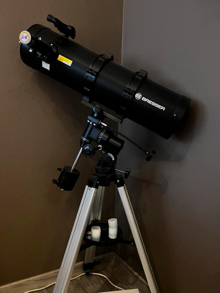 Bresser Pollux 150/1400 EQ3 telescoop +zonnefilter +3 lenzen, Audio, Tv en Foto, Optische apparatuur | Telescopen, Zo goed als nieuw