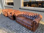 Engelse Chesterfield 2+1+1 zetels bruin GRATIS GELEVERD, Antiek en Kunst, Ophalen of Verzenden