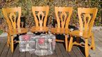 Te koop aangeboden 4 stuks houten eetkamerstoelen., Gebruikt, Bruin, Ophalen of Verzenden, Vier