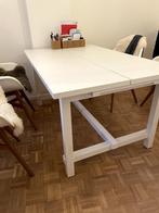 Eettafel wit, uitschuifbaar, 4 tot 6 (of 8) personen, 50 tot 100 cm, 150 tot 200 cm, Gebruikt, Rechthoekig