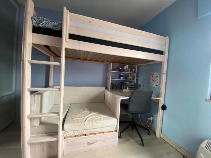 Multifunctionele hoogslaper met zetel & bureau, Maison & Meubles, Chambre à coucher | Lits superposés & Lits mezzanines, Comme neuf