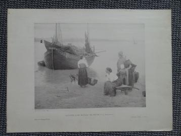 heliogravure, aankomst van een vissersboot, Breskens beschikbaar voor biedingen