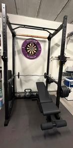 Cage Rack musculation + Banc + barre + poids, Ophalen, Zo goed als nieuw, Benen, Fitnessbank