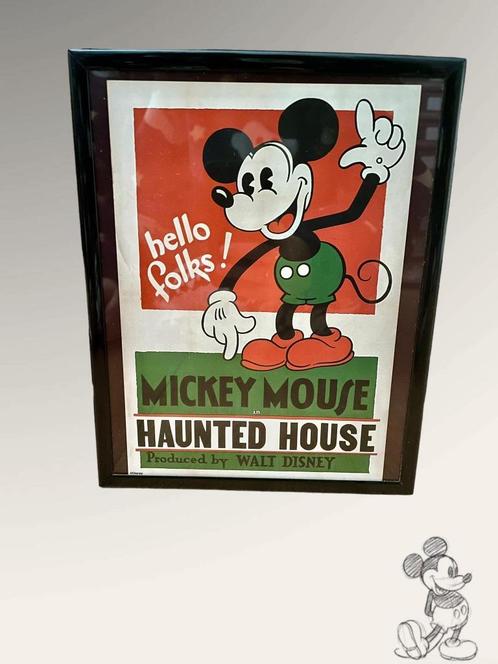 Affiche du dessin animé "Mickey Mouse in Haunted House", Collections, Posters & Affiches, Utilisé, Cinéma et TV, A4 ou plus petit